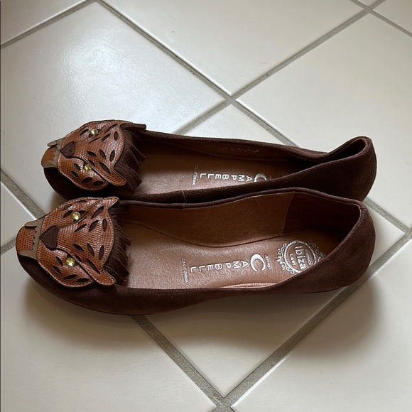 Jeffrey Campbell Brown Leather Loafers with Bengal Tiger - Picture 3 of 5